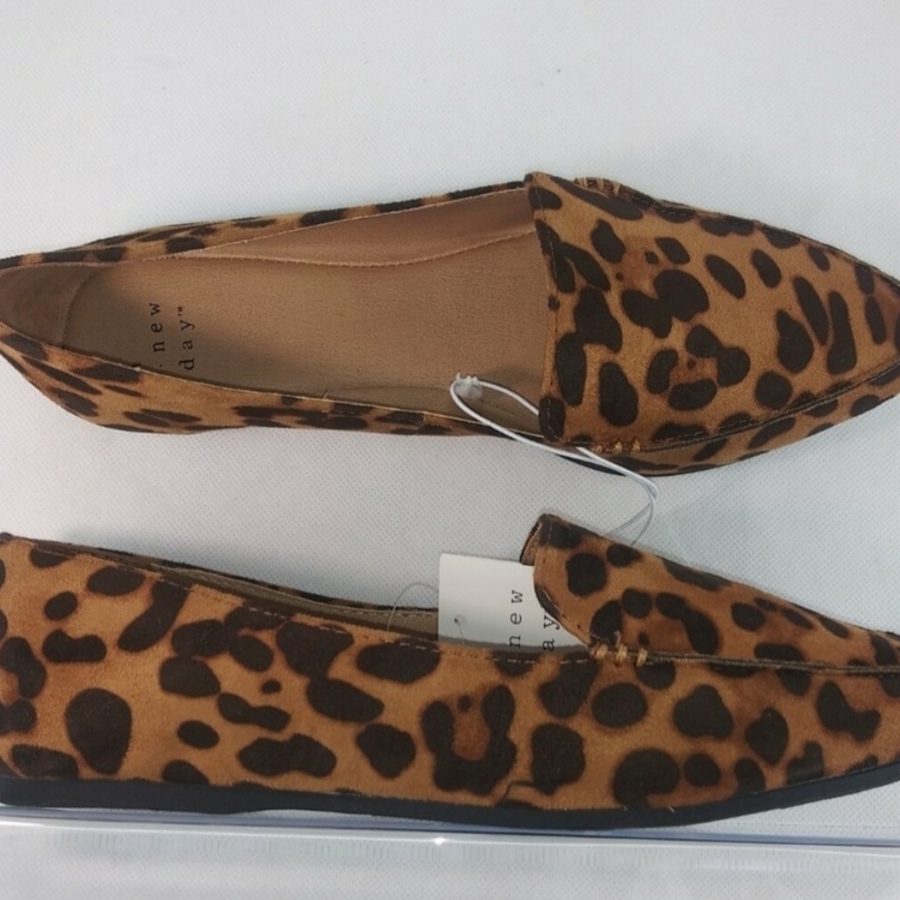 Womens A New Day Women's Tan and Black Animal Print Loafers 8.5
